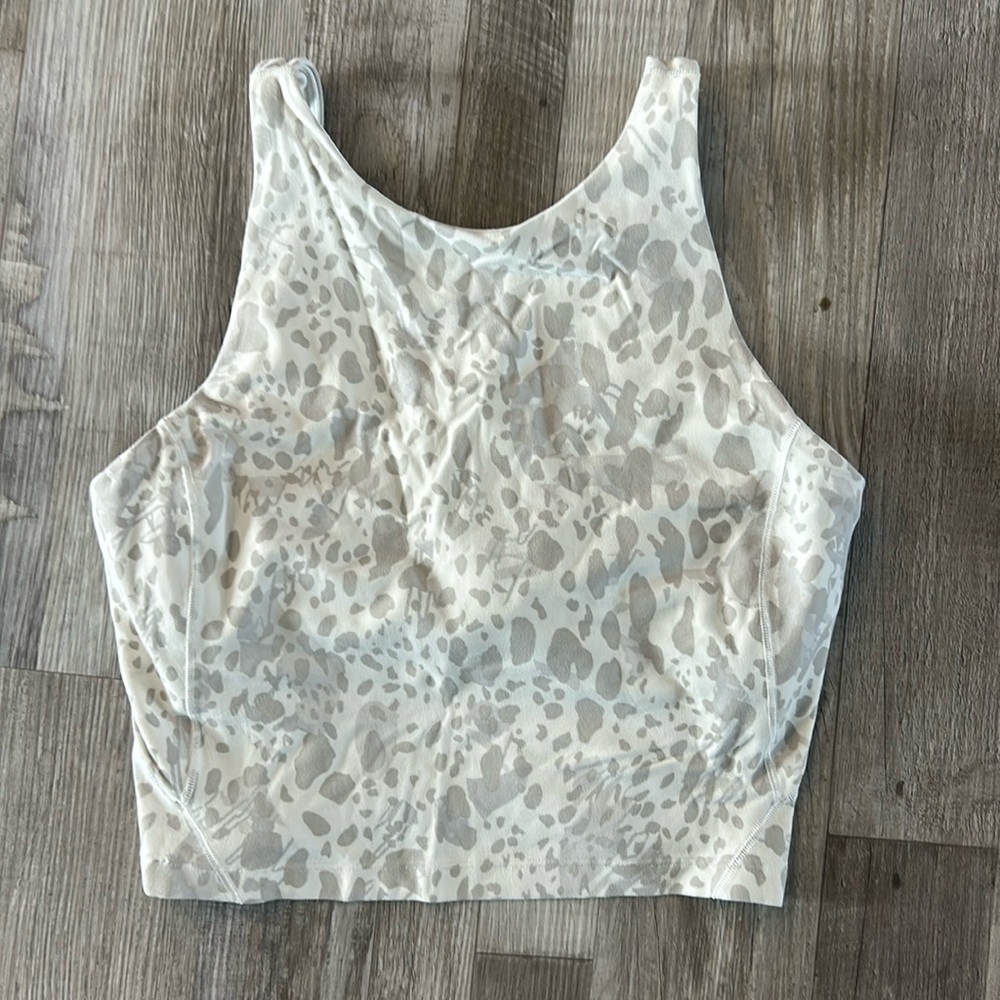 Lululemon size 6 longline bra cream/gray leopard print